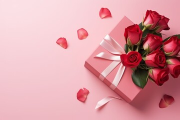 roses and gift box for valentine's day background