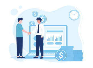 two business people making money investment agreement concept flat illustration