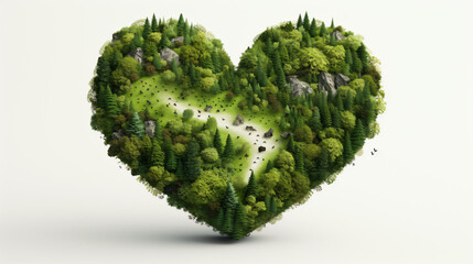 Heart-shaped forest embodying environmental