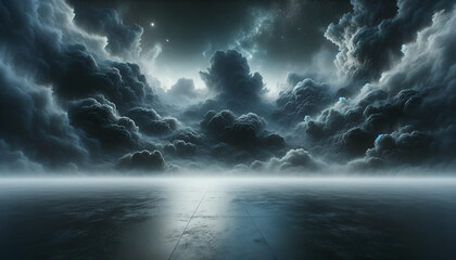 Fototapeta premium Monochrome scene with a subtle mist and dark tones. Generative AI.