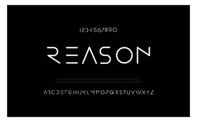 Reason Minimal modern alphabet fonts. Typography minimalist urban digital fashion future creative logo font. vector illustration