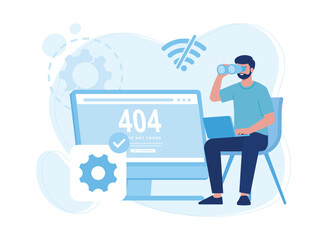 analyze errors on the web error not found concept flat illustration