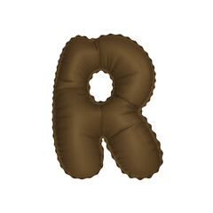 3D cocoa powder brown color helium balloon letter R