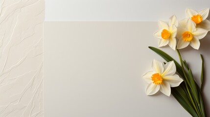 An understated Easter place card design showcasing an embossed daffodil on ivory cardstock.