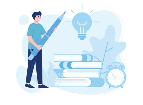 education and knowledge are the power to build creative ideas concept flat illustration
