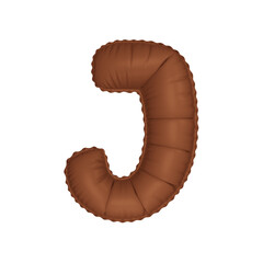  3D umber french beige color helium balloon letter J