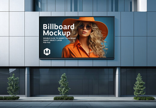 Large Horizontal Billboard On A Modern Building Mockup. Generative Ai