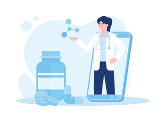 online consultations with doctors and pharmacy services concept flat illustration