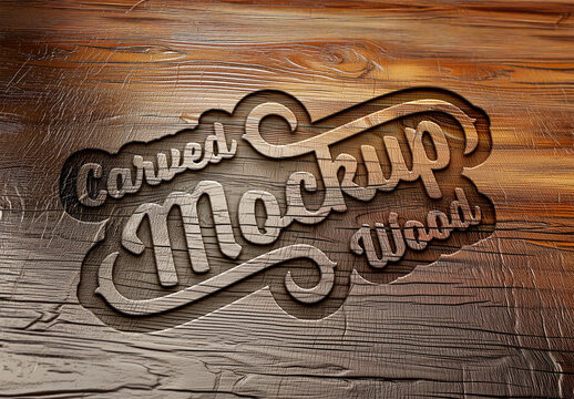 Carved Wood Text Effect Mockup. Generative Ai