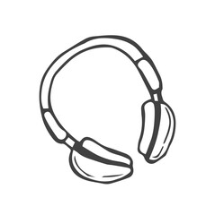 Headset Audio icon in doodle sketch lines. Icon head phones