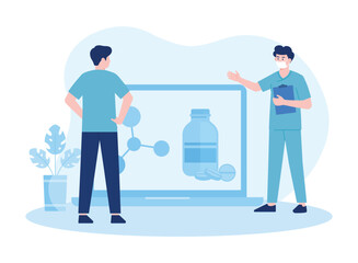 online pharmacy services or platform pharmacists concept flat illustration