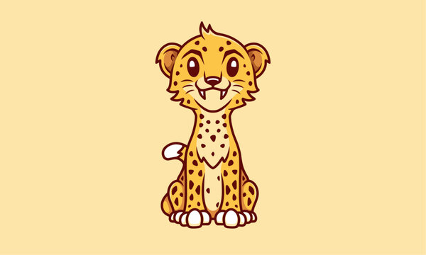 Cute Cheetah Kawaii Logo Design