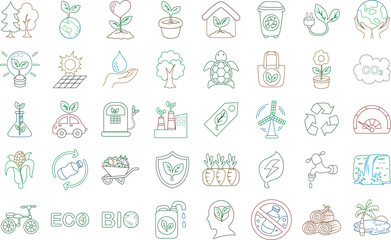 Icon set of Ecology for safe earth and world