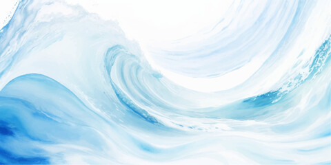 abstract soft blue and white abstract water color ocean wave texture background .Fluid blue ocean wave layer Tsunami wave background in flat cartoon style. Big blue tropical water splash.	 - obrazy, fototapety, plakaty
