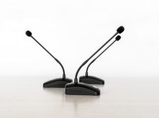 Three cardioid gooseneck microphones for conferences