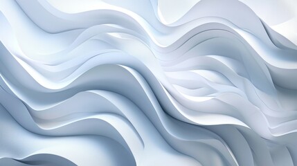 Obraz premium Minimal abstract white background with smooth curve, flowing satin waves for backdrop design