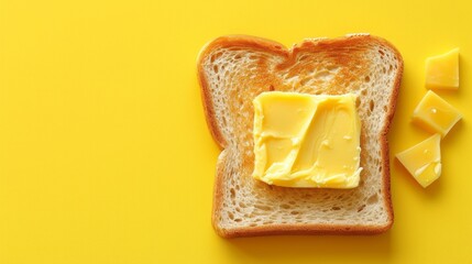 Top View Sandwich on Pastel Yellow Background
