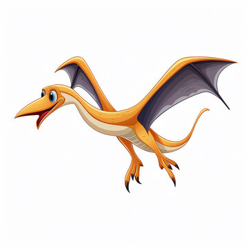 cartoon pterodactyl on white background made with generative ai