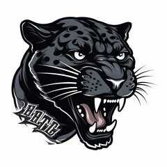 Logo illustration of a panther style back and white mascot logo gamming logo panther head