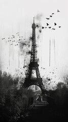 Eiffel Tower in Paris in watercolor