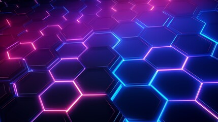 Fototapeta premium Abstract 3d Futuristic Molecular Neon Mesh. Dots and lines computer geometric digital connection structure. Cyberpunk style. Plexus with particles. Intelligence artificial.