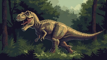 Crisp Pixelated T-Rex 8-Bit Art