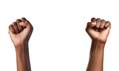 deux poings levés, noirs - fond transparent PNG