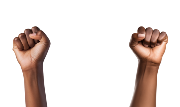 deux poings levés, noirs - fond transparent PNG