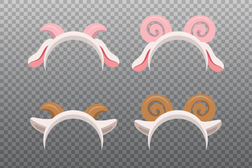 set of goat headbands in vector