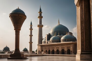 portrait of the mosque in the afternoon. sheikh zayed mosque