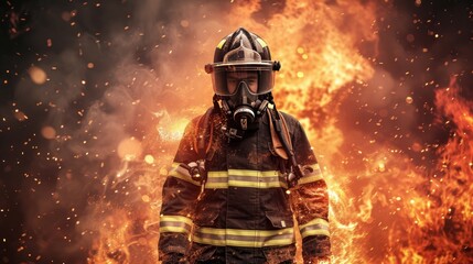 Naklejka premium Firefighter in action