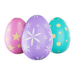 3d rendering icon colorful handmade easter eggs