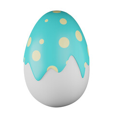 3d rendering icon painted light blue egg with yellow dot pattern