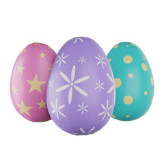 3d rendering icon colorful handmade easter eggs