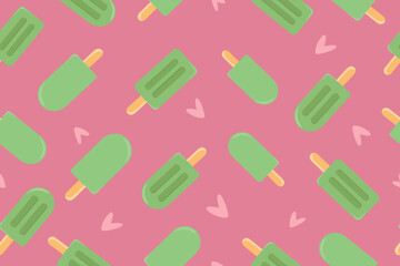 Ice cream background. Vector illustration on a pink background