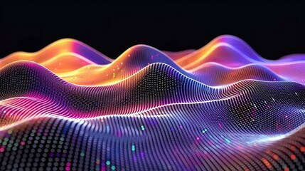 Dynamic 3d hologram of complex algorithm graph for data analysis and business with copy space