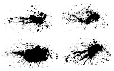 black ink splat, set of black ink splashes vector illustration, black and white grunge splatter background, a set of black ink circles brush stroke bundle on a white background,black and white icons s