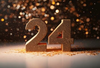 24 years old. Gold number 24th anniversary. happy birthday congratulations. Generative Ai