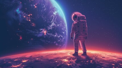 Fototapeta na wymiar Space Odyssey: Isometric Astronaut Exploration