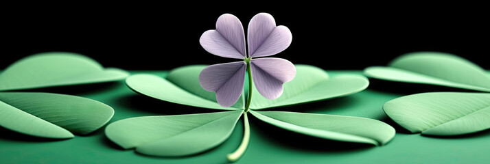 Green clover leaf isolated on blur background. with leaved shamrocks. St. Patrick's day holiday symbol. Lucky green clover and nature background	
