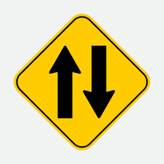 vector warning reflective two way traffic sign
