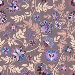 Paisley. Indian floral pattern with cucumbers. Background for oriental design style. Seamless Paisley floral illustration. Can be used for wallpaper, website background, textile