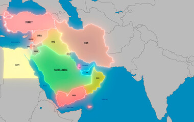 Map of the Middle East.
