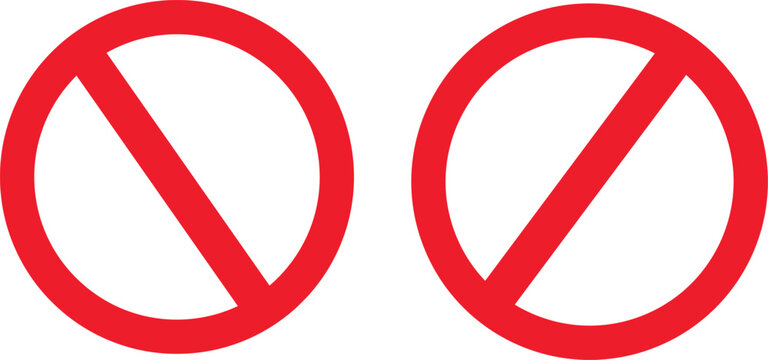 Red sign, not allowed sign, warning sign. Vector illustration