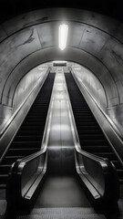  Fotografía antigua en blanco y negro de una escalera mecánica del metro de londres