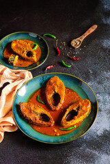 Steamed Hilsa Fish Curry in traditional Bengali style