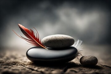 A feather and a stone equally balance