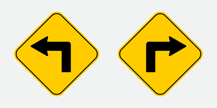 vector turn left and turn right signs