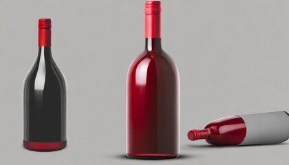 red wine bottle mock up on soft gray background 3d