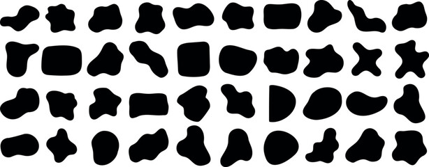 Organic shape,  black blob shapes, abstract silhouettes isolated on white background. Versatile vector illustration, creative design elements for patterns, decorations